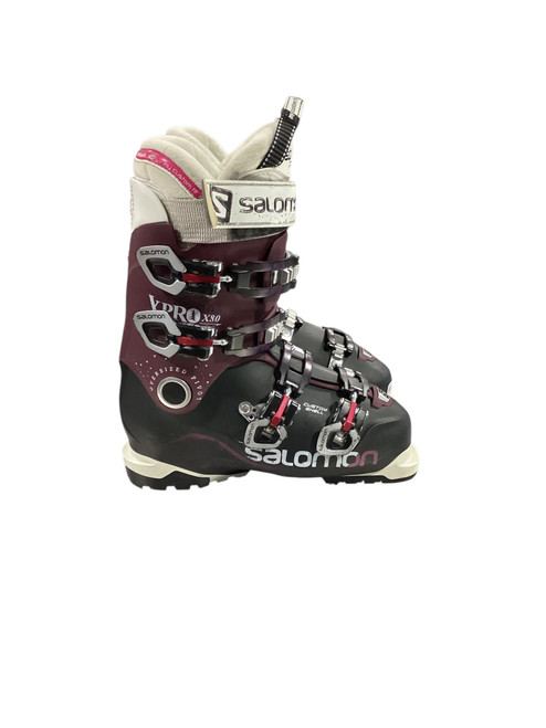 Vist Large View of Product Image Which is Used Salomon XPRO X80 Womens DH Ski Boot Purple 255 MP - M07.5 - W08.5