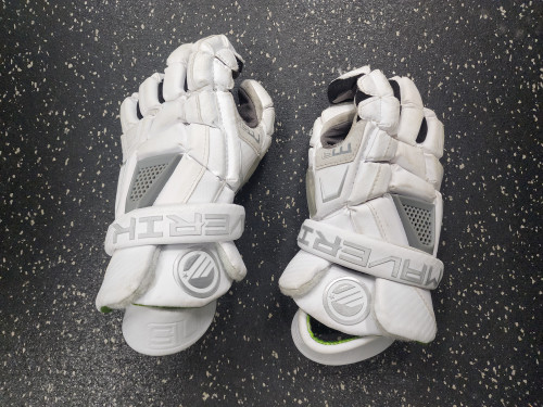 Vist Large View of Product Image Which is Used Maverik M5 Lacrosse Gloves Mens White 10"