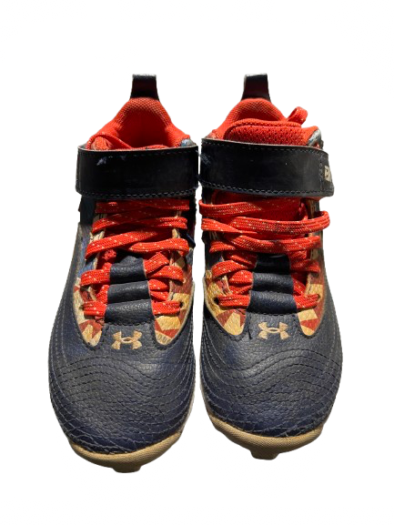 Vist Large View of Product Image Which is Used Under Armour BH HIGHTOP YTH 11.0 BB/SB Cleats White/Red/Navy Youth 11.0