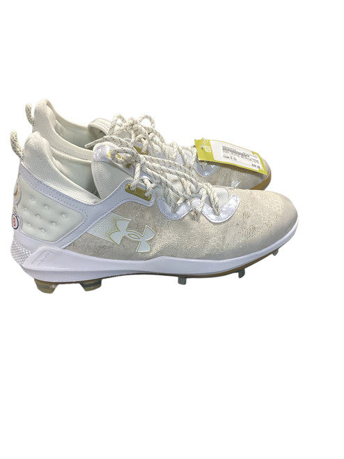 Vist Large View of Product Image Which is Used Under Armour BH METAL CLEATS SZ 13 BB/SB Cleats White Senior 13