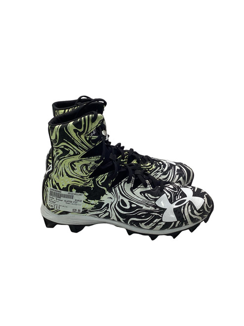 Vist Large View of Product Image Which is Used Under Armour CLUTCH FIT Adult FB Cleats Black And White Senior 8.5