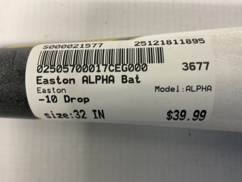 Vist Large View of Product Image Which is Used Easton ALPHA BB/SB USSSA 2 3/4 Bat 32"