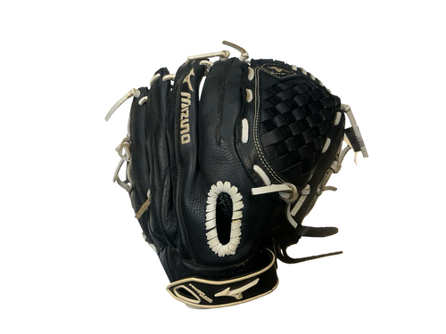 Vist Large View of Product Image Which is Used Mizuno GPSF 1250F3 RH Throw Fastpitch Gloves Black 13 1/2"