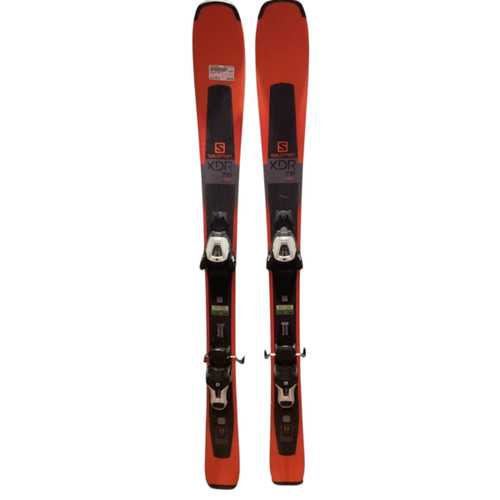 Vist Large View of Product Image Which is Used Salomon XDR 75 Boys DH Ski/Binding Orange 130 cm