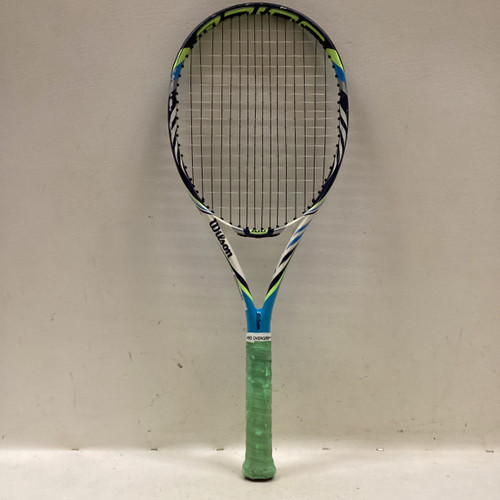 Vist Large View of Product Image Which is Used Wilson JUICE 100 Adult Tennis Racquet Black 3 3/8"