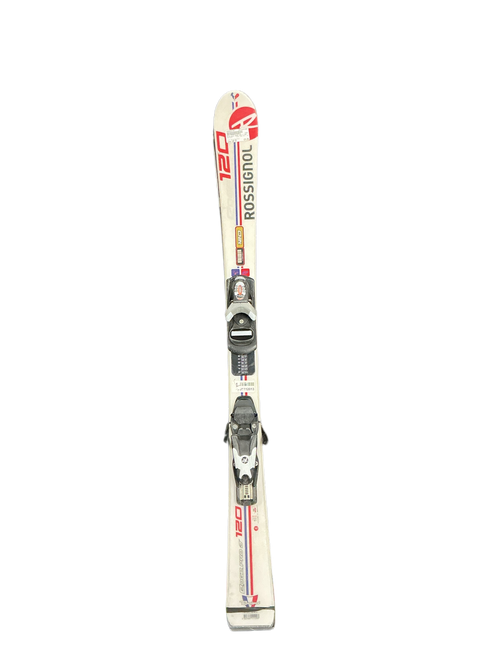 Vist Large View of Product Image Which is Used Rossignol EDGE PRO J 120 Boys DH Ski/Binding White/Red/Navy 120 cm