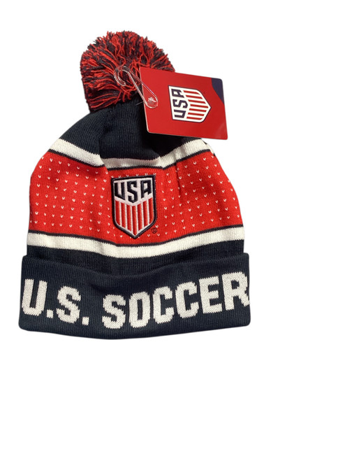 Vist Large View of Product Image Which is Used USA SOCCER BEANIE Soccer Top Adt White/Royal/Red Senior