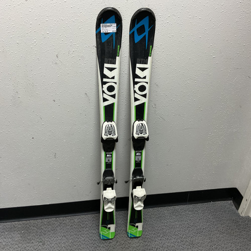 Vist Large View of Product Image Which is Used Volkl RTM Boys DH Ski/Binding White And Black 110 cm