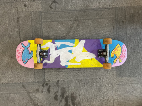 Vist Large View of Product Image Which is Used FISH BONES Complete Skateboard Black 7 1/2"