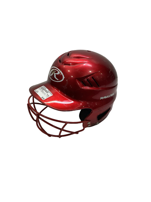 Vist Large View of Product Image Which is Used Rawlings RCFH 6 1/2 - 7 1/2 Batting Helmet w/Mask Red S/M