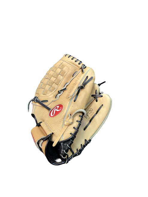 Vist Large View of Product Image Which is Used Rawlings PP120 BB/SB Glove RH Throw Tan 12"