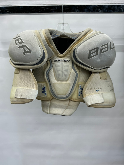 Vist Large View of Product Image Which is Used Bauer NEXUS Senior Shoulder Pads White SM