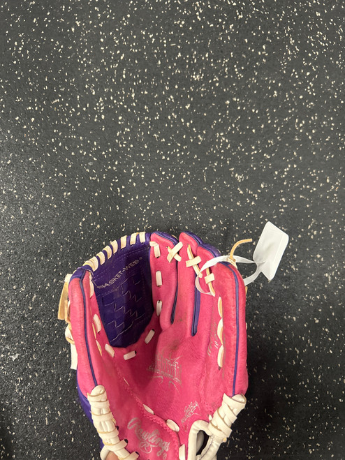Vist Large View of Product Image Which is Used Rawlings HFP10PPW BB/SB Glove RH Throw Purple 10"