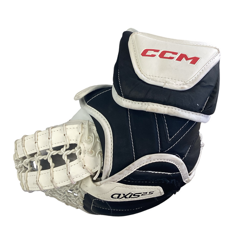 Vist Large View of Product Image Which is Used CCM AXIS 2.5 Junior Goalie Catcher Navy And White