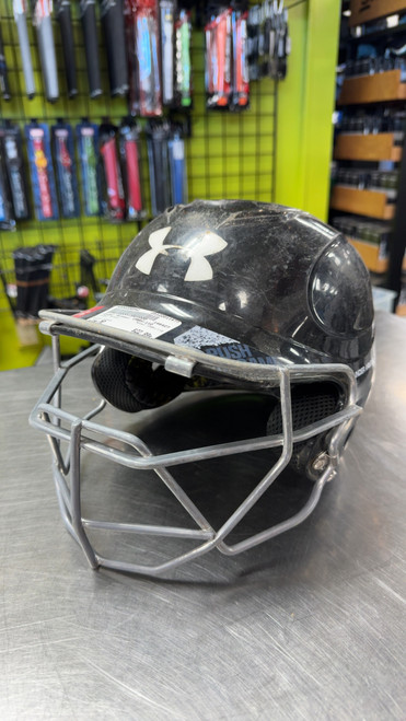 Vist Large View of Product Image Which is Used Under Armour UABH-110 Batting Helmet w/Mask Black SM