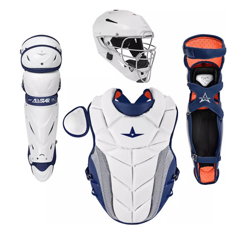 Vist Large View of Product Image Which is New ALL STAR WHITE/NAVY MEDIUM PHX FASTPITCH CATCHER GEAR