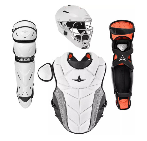 Vist Large View of Product Image Which is New ALL STAR WHITE/BLACK SMALL PHX FASTPITCH CATCHER GEAR