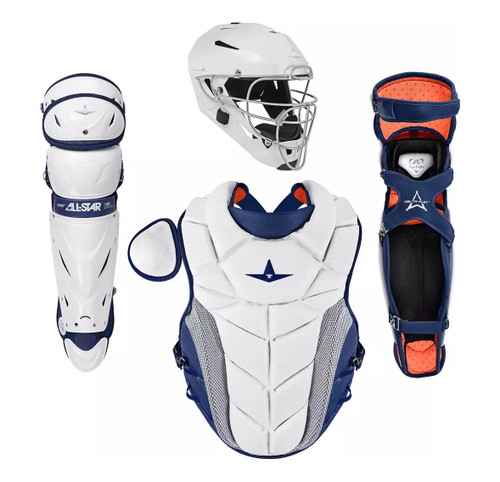 Vist Large View of Product Image Which is New ALL STAR WHITE/NAVY SMALL PHX FASTPITCH CATCHER GEAR