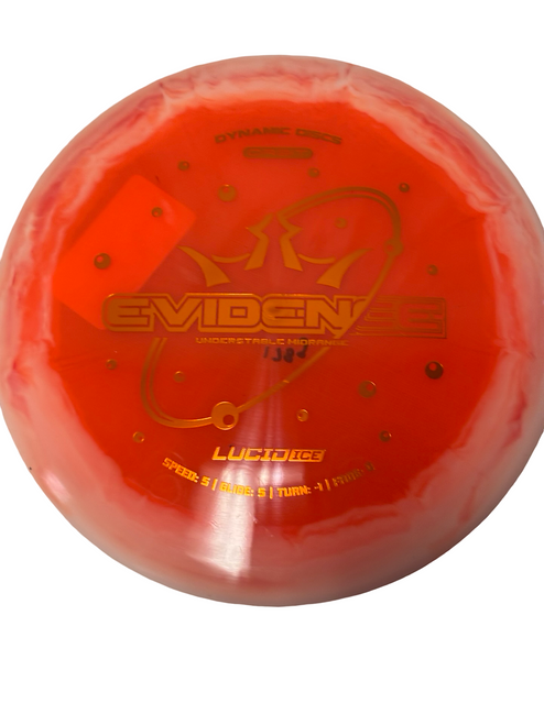 Vist Large View of Product Image Which is New Dynamic Discs EVIDENCE LUCID ICE Disc Golf Mid Range Orange 175g