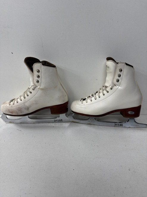 Vist Large View of Product Image Which is Used Riedell TS Girls Figure Skate White Junior 02.5