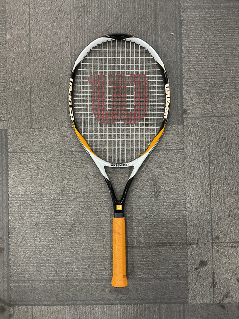 Vist Large View of Product Image Which is Used Wilson US OPEN Adult Tennis Racquet Orange 4 3/8"