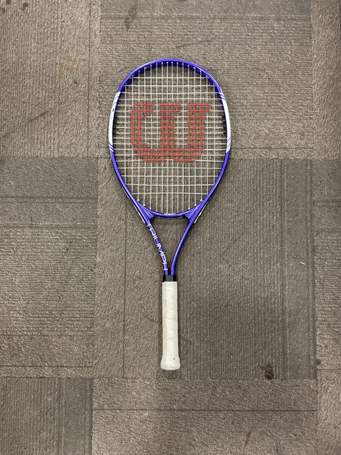 Vist Large View of Product Image Which is Used Wilson TRIUMPH Adult Tennis Racquet Purple 4 1/4"