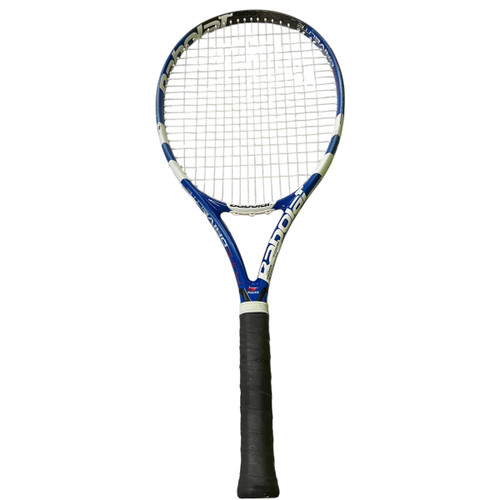 Vist Large View of Product Image Which is Used Babolat PURE DRIVE ELITE Adult Tennis Racquet Royal Blue 4 1/8"