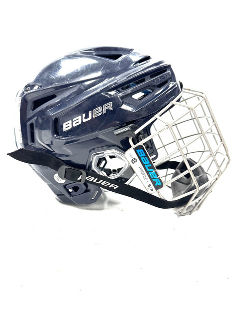 Vist Large View of Product Image Which is Used Bauer REACT 150 Helmet Cage Combo Navy Blue SM