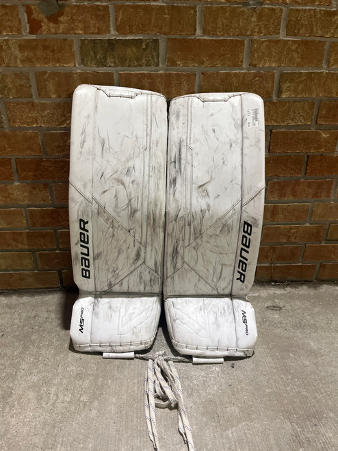 Vist Large View of Product Image Which is Used Bauer SUPREME M5 PRO Goalie Leg Pads Inter White 32"