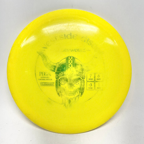 Vist Large View of Product Image Which is Used Westside TOURNAMENT UNDERWORLD Disc Golf Driver Yellow 171g
