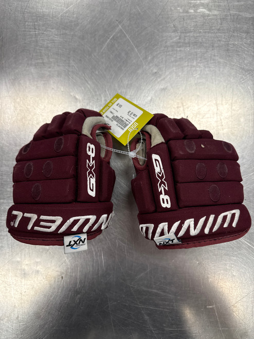 Vist Large View of Product Image Which is Used WinnWell GX-8 Junior Gloves Maroon 10"
