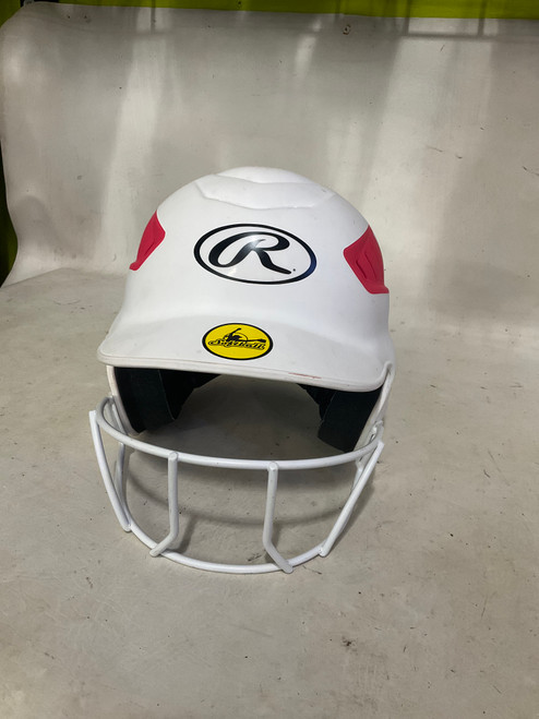 Vist Large View of Product Image Which is Used Rawlings HELMET W/ MASK Batting Helmet w/Mask White MD