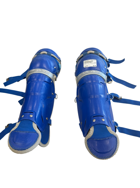 Vist Large View of Product Image Which is Used Easton JEN SCHRO Catchers Leg Guards Royal Blue Junior