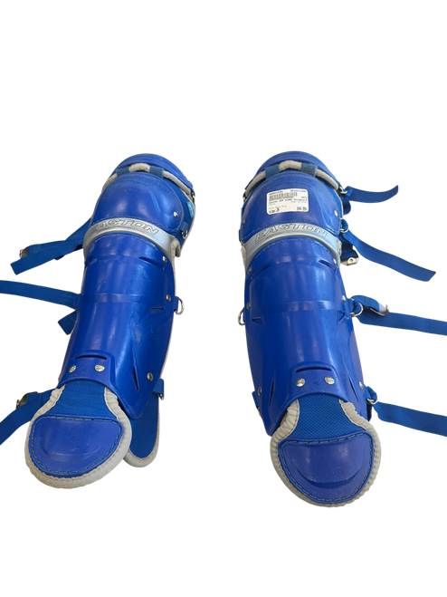 Vist Large View of Product Image Which is Used Easton JEN SCHRO Catchers Leg Guards Royal Blue Junior