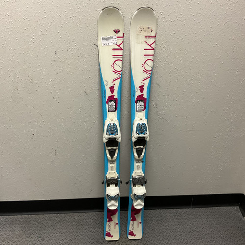 Vist Large View of Product Image Which is Used Volkl CHICA Girls DH Ski/Binding Carolina Blue And White 110 cm