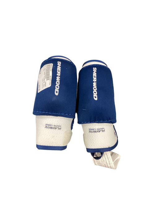 Vist Large View of Product Image Which is Used Sher-wood PLAYRITE Youth Elbow Pads SM