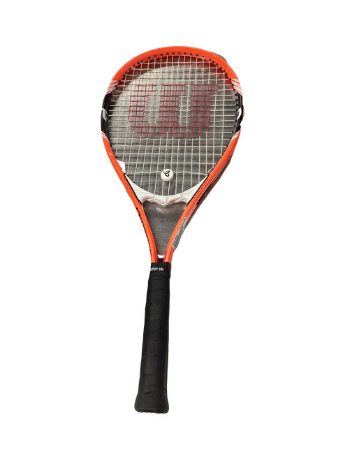 Vist Large View of Product Image Which is Used Wilson FEDERER Adult Tennis Racquet Orange 3 3/8"