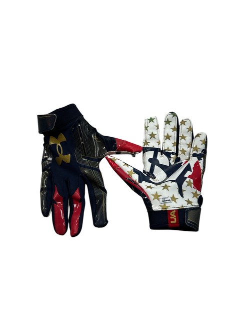 Vist Large View of Product Image Which is Used Under Armour F8 GLOVES ADULT SM FB Gloves White/Red/Navy SM