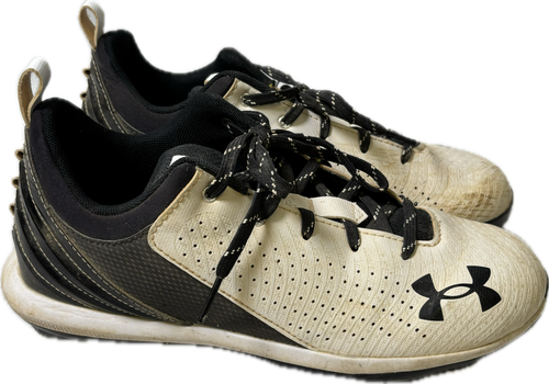 Vist Large View of Product Image Which is Used Under Armour 3023446-001 BB/SB Cleats Black And White Youth 06.0