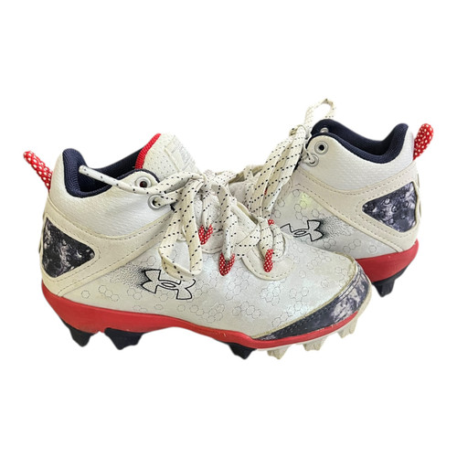 Vist Large View of Product Image Which is Used Under Armour BASEBALL CLEATS BB/SB Cleats White Youth 11.0