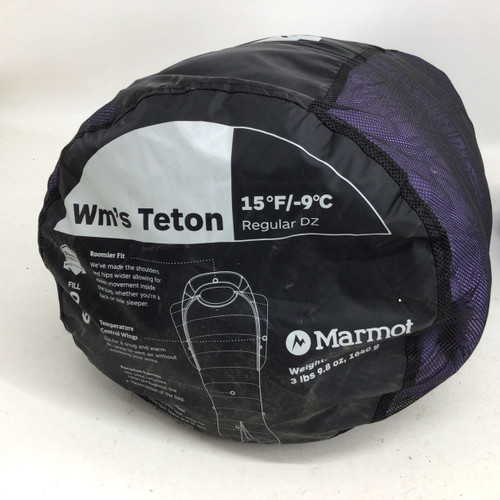 Vist Large View of Product Image Which is Used Marmot WOMENS TETON 15 REGULAR Sleeping Bag Purple Senior