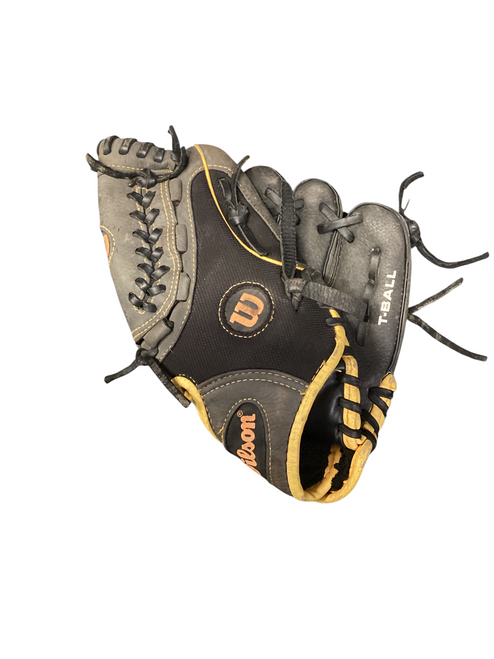 Vist Large View of Product Image Which is Used Wilson T-BALL Glove Right Hand Throw Black 10"