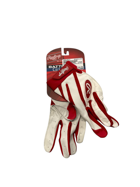 Vist Large View of Product Image Which is Used Rawlings BB/SB Batting Gloves Red And White XL