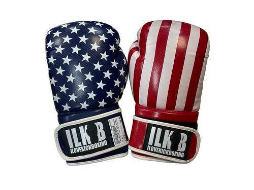 Vist Large View of Product Image Which is Used ILOVEBOXING SR USA GLOVE Boxing Gloves White/Royal/Red Senior