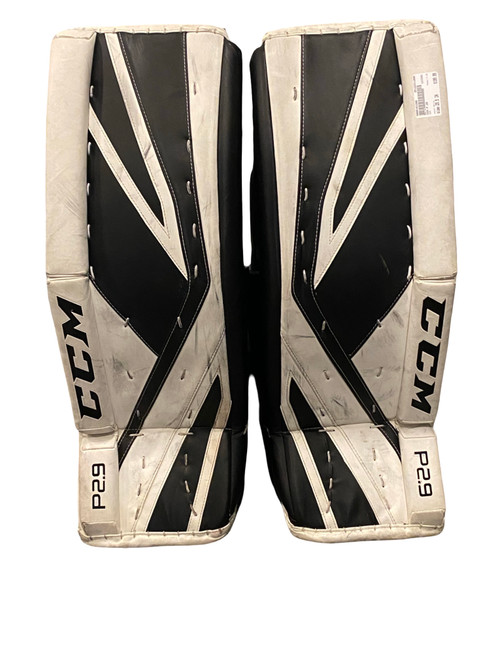 Vist Large View of Product Image Which is Used CCM P.29 Goalie Leg Pads Inter White 29 1/2"