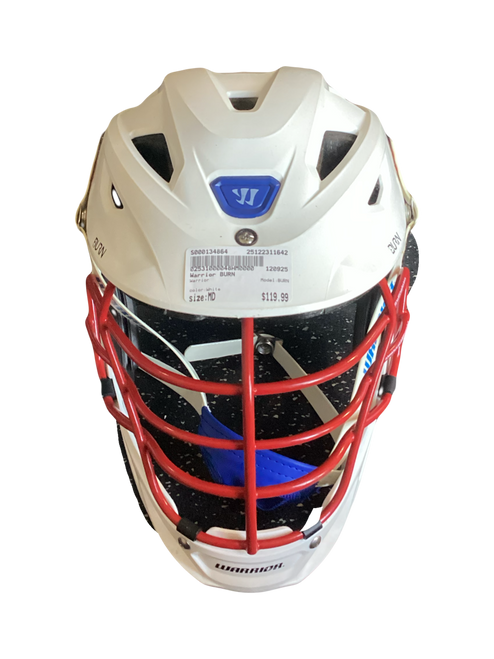 Vist Large View of Product Image Which is Used Warrior BURN Lacrosse Helmet White MD