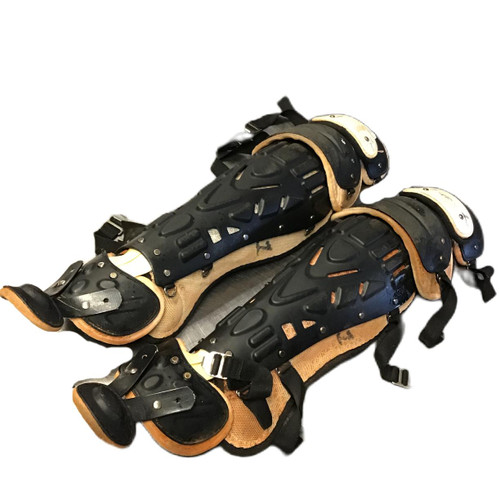 Vist Large View of Product Image Which is Used Rawlings LGPRO-MBK Catchers Leg Guards Black Adult