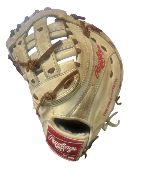 Vist Large View of Product Image Which is Used Rawlings PRO PREFFERED BB/SB Glove LH Throw Tan 13"