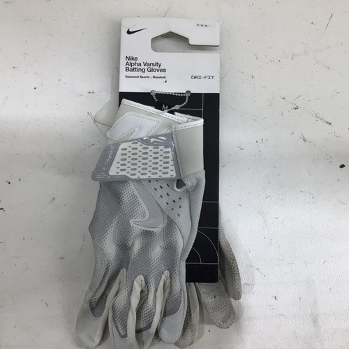 Vist Large View of Product Image Which is Used Nike ALPHA VARSITY MD BATTING GLOVES BB/SB Batting Gloves White MD