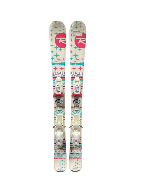 Vist Large View of Product Image Which is Used Rossignol TEMPTATION PRO Girls DH Ski/Binding White 104 cm